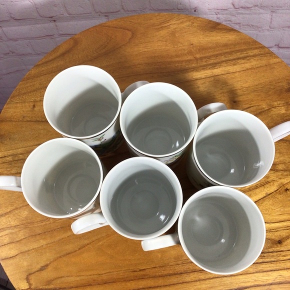 Vintage Royal Crown Songbirds Porcelain Footed Mugs - Set of 6 - Picture 10 of 11